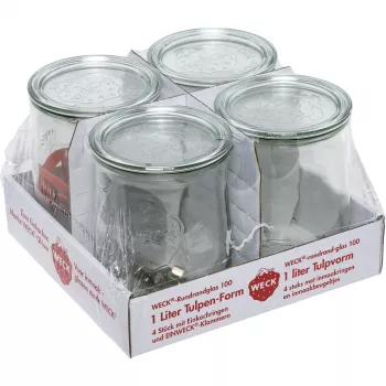 WECK Tarro Tulip de borde redondo 1.0L set de 4