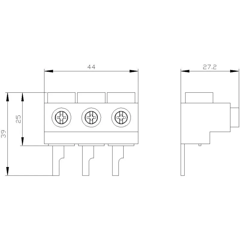 SIEMENS SIRIUS 3RV1915-5A Borne de alimentación, 3 polos, conexión por tornillo, 690 V, IP20
