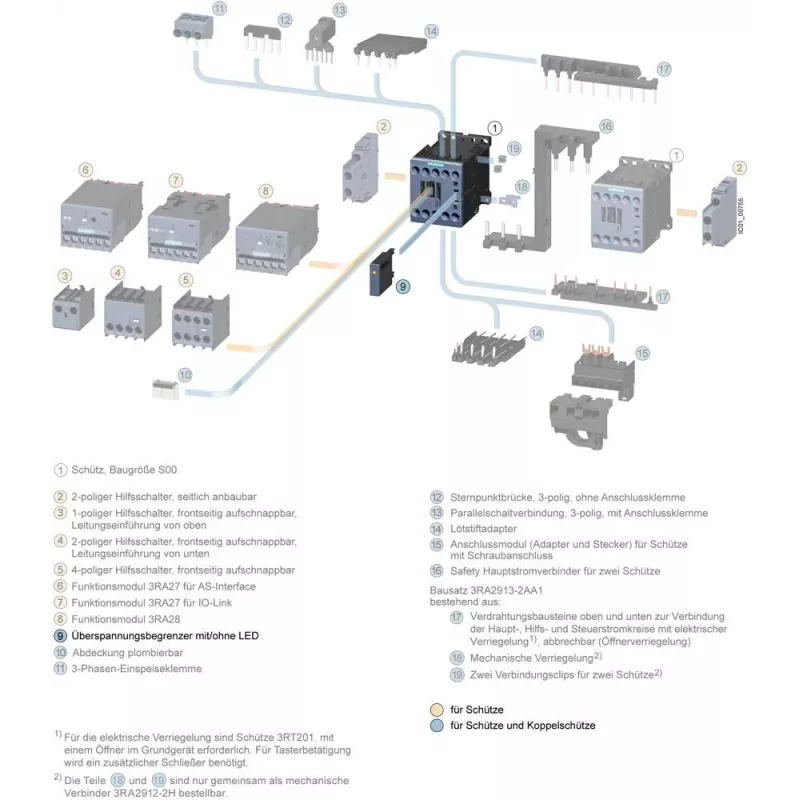 Siemens Limitador de sobretensión 3RT2916-1LM00, varistor, 24 V AC/DC, para contactor SIRIUS 3RT2 tamaño S00