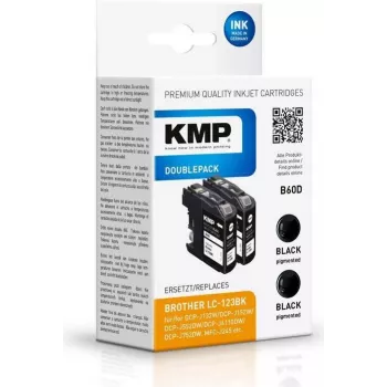 KMP DOUBLEPACK B60D cartucho de tinta negro, pack de 2, 14,1 ml