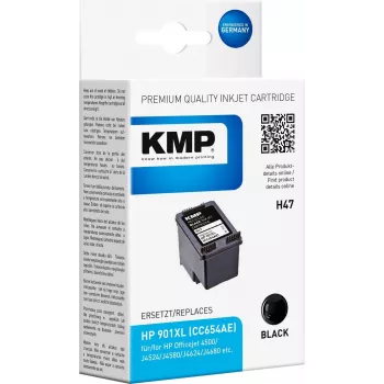 Cartucho de tinta KMP H47 - 14 ml - negro - compatible - alternativa a: HP 901XL, HP CC654AE - para HP Officejet 4500, 4500 G510, J4524, J4540, J4550, J4585, J4624, J4640, J4660, J4680