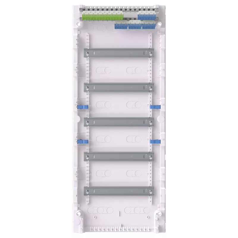 Striebel & John Serie AK Cuadro de distribución de superficie 60 PLE 5 filas sin puerta IP65 IK08 gris claro RAL 7035