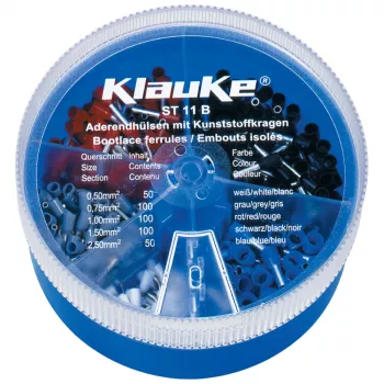 KLAUKE ST 11 B surtido de terminales tubulares aislados - 625 uds., 0,5-10 mm², caja gris/negra