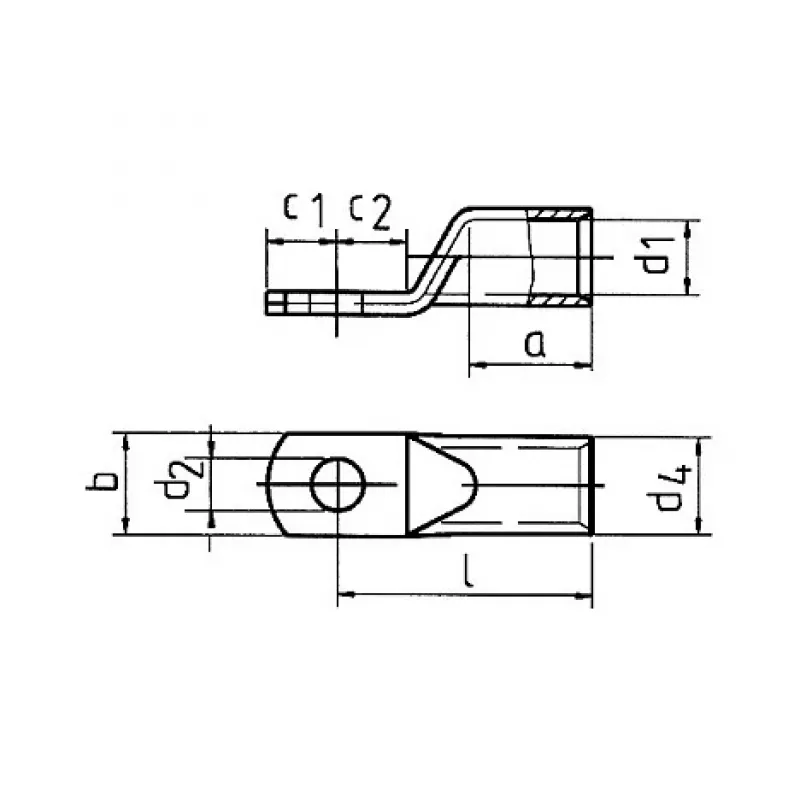 Klauke 8SG8 Terminal tubular 95mm² para conexión de cuadros eléctricos M8 sin orificio de inspección