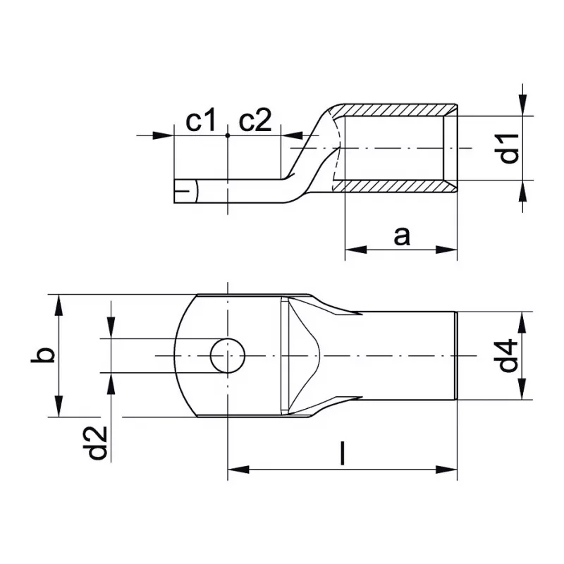 Klauke 5R12MS Terminal tubular 35mm² M12 E-Cu galvanizado estañado con orificio de inspección