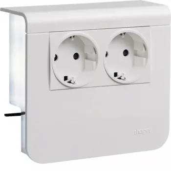 HAGER soporte de dispositivos con 2 tomas de corriente 20x55mm blanco tráfico (SL200559009016)