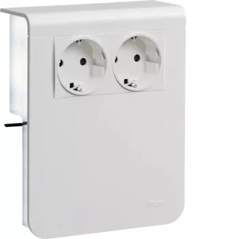 HAGER soporte de dispositivos SL201159009016 2 tomas de corriente 20x115mm blanco tráfico (RAL 9016)
