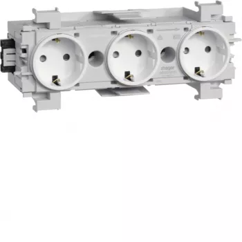 HAGER GS30019016 base de enchufe 3 tomas, blanco polar, bornes de conexión rápida