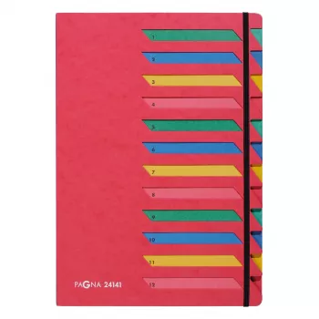 Pagna 24141-01 Carpeta organizadora A4, 12 compartimentos, rojo