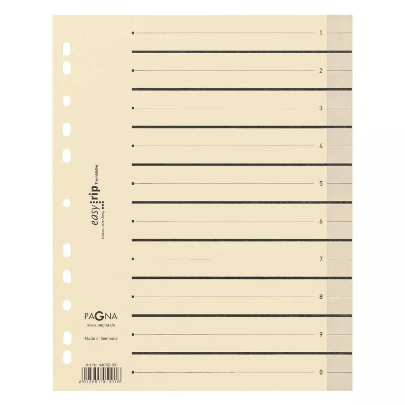 PAGNA Separadores A4 cartón beige 100 uds. sin perforar 180 g/m² 44063-09