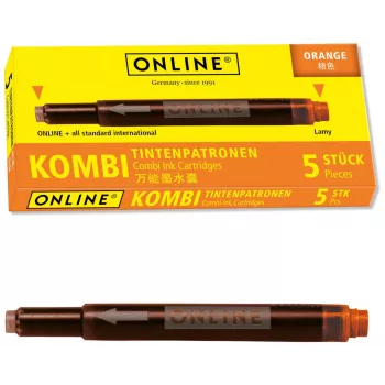 ONLINE 17174/12 Cartuchos de tinta para pluma estilográfica naranja pack de 5