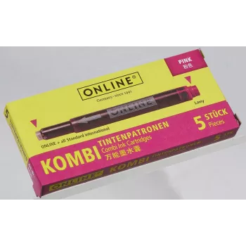 ONLINE 17175/12 Cartuchos de tinta para pluma estilográfica rosa pack de 5