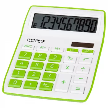 Genie 840 G Calculadora de sobremesa - 10 dígitos - pantalla inclinable - solar y batería - verde/blanco