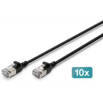 DIGITUS Cable de conexión delgado CAT 6A F-FTP, cobre, LSZH, 1,5 m, negro, 10 piezas