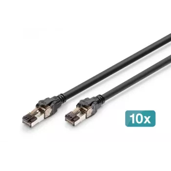 DIGITUS Cable de parcheo CAT 8.1 S/FTP, Cu, LSZH, 2 m, negro, 10 uds.