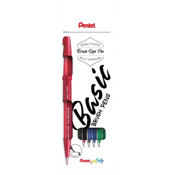 Pentel Sign Brush Pen set de 4 colores surtidos negro rojo azul verde