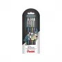 Pentel Dual Metallic set de bolígrafos de gel - 4 bolígrafos (negro, azul, dorado, plateado) - 0,5 mm - blíster