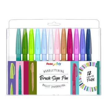 Pentel Brush Sign Pen Artist 12 set de pinceles pastel SES15C-12