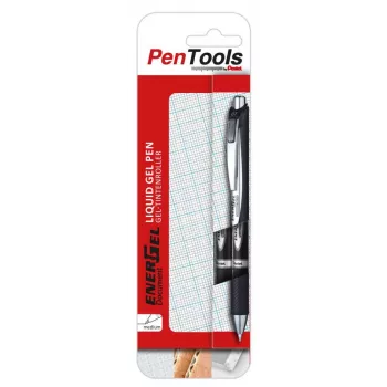 Pentel EnerGel Document bolígrafo roller de tinta gel líquida pack de 2 negro 0,5 mm