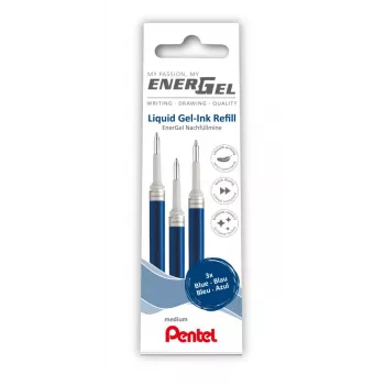 Pentel 3 recambios de bolígrafo de gel EnerGel azul 0,7 mm
