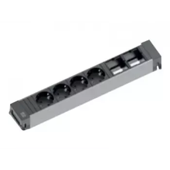 Bachmann Power Frame ALU unidad de alimentación de escritorio 6 ranuras 4 tomas Type E 2x RJ45 Cat.6 cable de 2m
