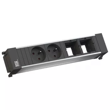Bachmann Power Frame 916.047 regleta de enchufes de mesa 2x tipo E (FR/UTE) plateado