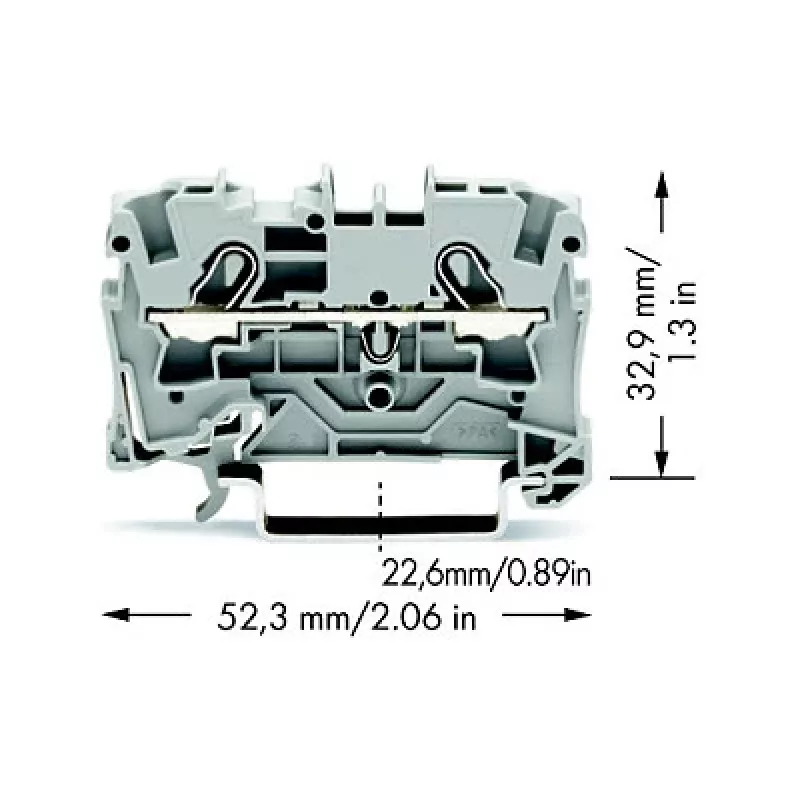 WAGO 2004-1201 borne de paso, 2 conductores, 800 V, 32 A, gris, 6,2 mm de ancho, CAGE CLAMP