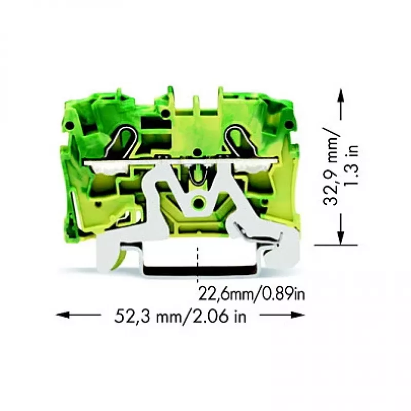 WAGO 2004-1207 Borne de tierra de 2 conductores, 4 mm²
