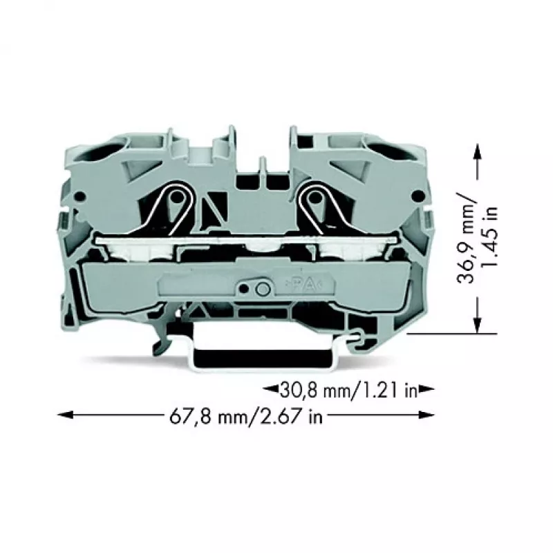 WAGO 2010-1201 borne de carril de paso, 10 mm², 800 V, gris