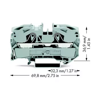 WAGO 2016-1201 borne de paso, 16 mm², 800 V, gris, Push-in CAGE CLAMP