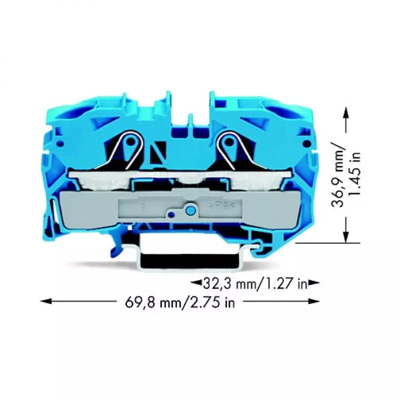 WAGO 2016-1204 Borne de paso de 2 conductores, 16 mm², 800 V