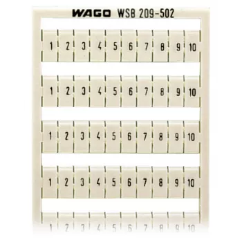 WAGO 209-502 tiras de marcado - blanco - retícula de 5 mm - 10 marcadores