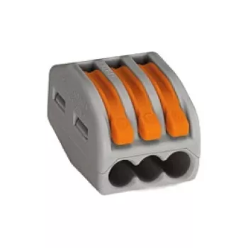 WAGO 222-413 conector de empalme de palanca de 3 conductores, 32 A, 400 V, gris/naranja