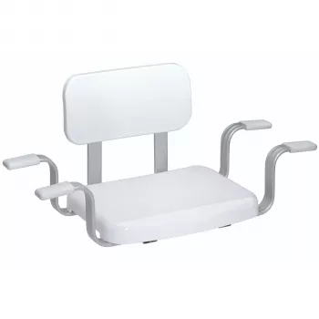 Weinberger Gratia Taburete de ducha con respaldo - Altura ajustable, Blanco/Plata