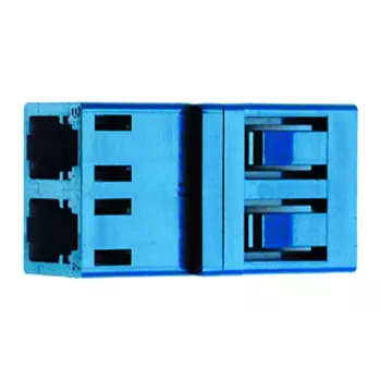 Telegärtner Conector de fibra LC dúplex multimodo OM3/OM4 J08071A0017, azul, férula de cerámica