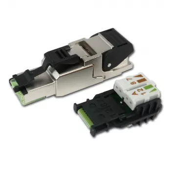 Telegärtner Conector RJ45 MFP8 Cat.6a (Deep), T568A con tapa antipolvo premontada, robusta carcasa de zinc fundido a presión - 1 unidad (J00026A2004)