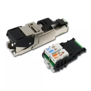 Telegärtner Conector RJ45 MFP8 Cat.6a (Deep), T568A con tapa antipolvo premontada, robusta carcasa de zinc fundido a presión - 1 unidad (J00026A2004)