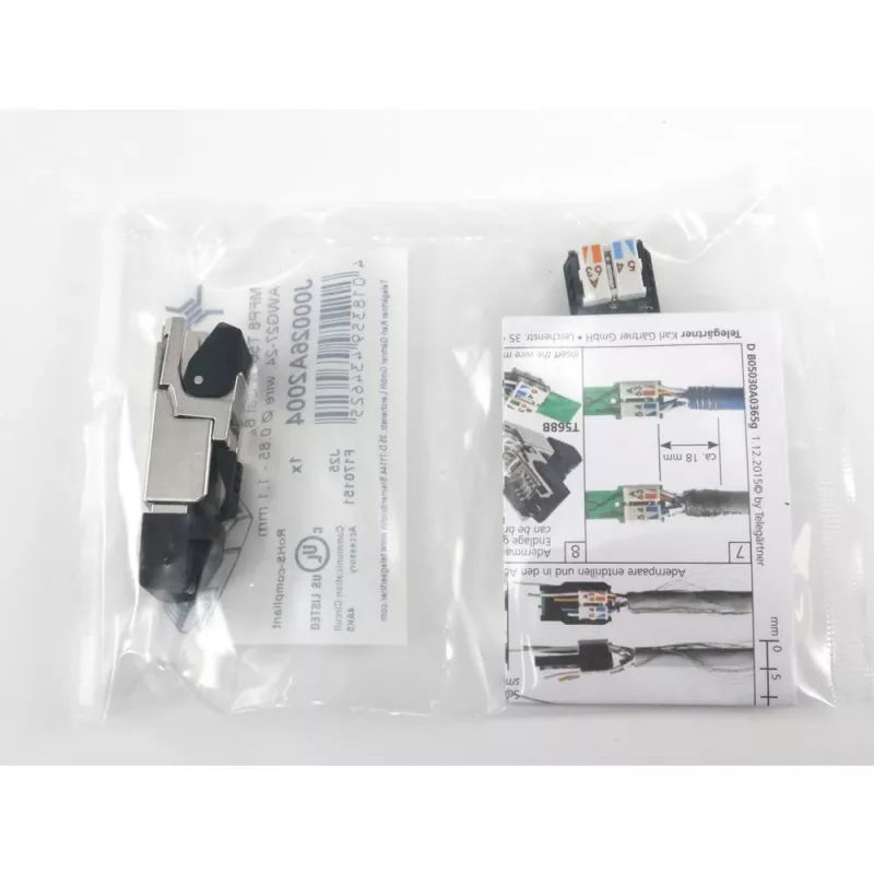 Telegärtner Conector RJ45 MFP8 Cat.6a (Deep), T568A con tapa antipolvo premontada, robusta carcasa de zinc fundido a presión - 1 unidad (J00026A2004)