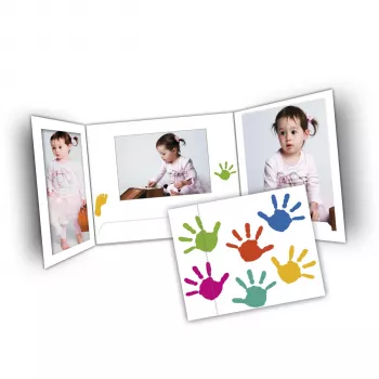 DAIBER carpetas retrato manos 13x18 cm, pack de 25, blanco con diseño multicolor de huella de mano