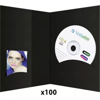 DAIBER 6613 1x100 carpetas con archivo CD, 10x15, negro