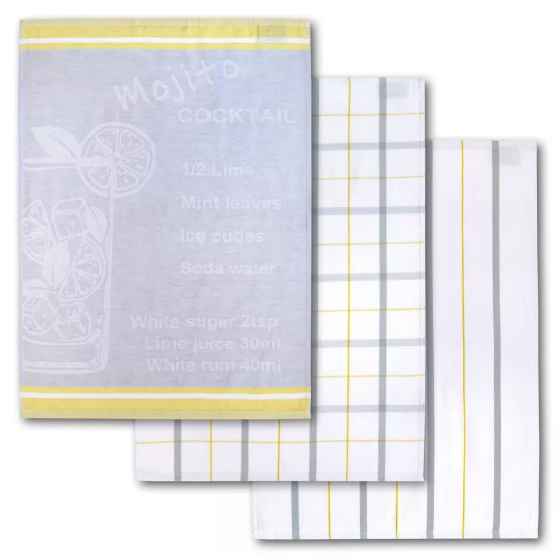 Dyckhoff Mojito Cocktail Checkered juego de paños de cocina de 3 piezas 50x70 cm