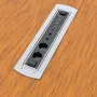 Kindermann CablePort Turn caja empotrable de mesa con 2 tomas Schuko, 2 RJ45 CAT6, 2 HDMI, 1 USB-A 3.0, giro de 360°, plata/negro