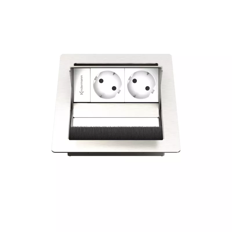 Kindermann CablePort standard² Carcasa empotrada de 2 vías para toma de corriente, negra