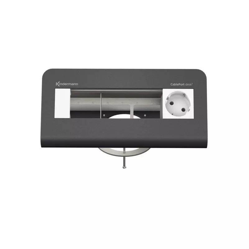 Kindermann CablePort desk 80 módulo de alimentación de escritorio de 4 vías, negro