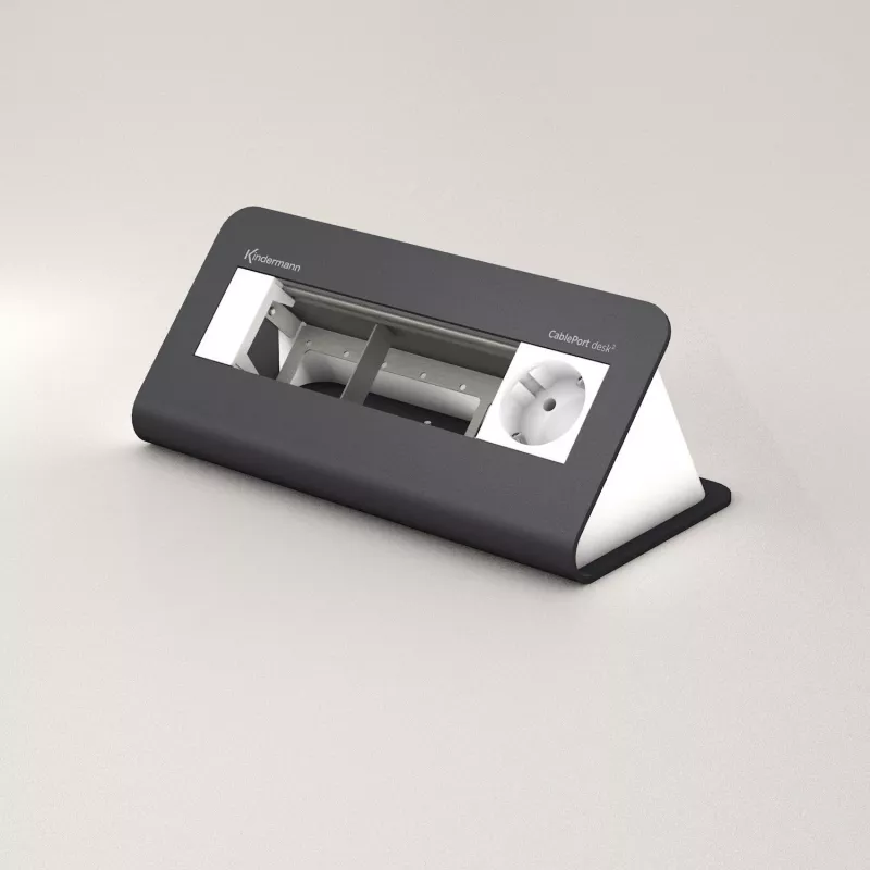 Kindermann CablePort desk 80 módulo de alimentación de escritorio de 4 vías, negro
