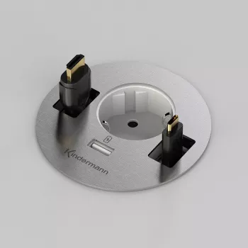 Kindermann CablePort table³ caja de conexión de mesa para montaje empotrado, plata