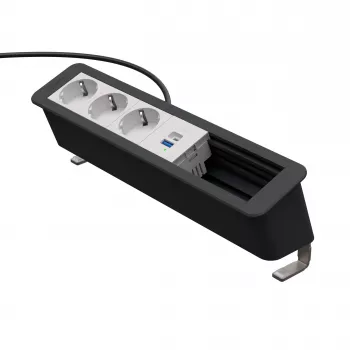 Kindermann CP Office Desk 6-f 3xStr 1xUSB A/C panel de conectividad de mesa plata/negro