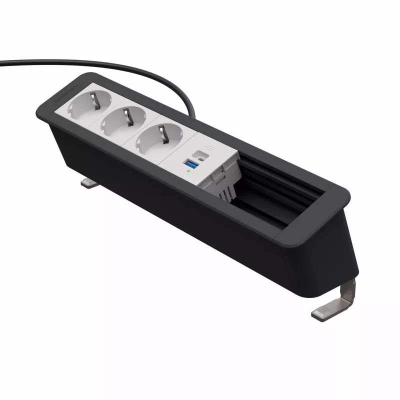 Kindermann CP Office Desk 6-f 3xStr 1xUSB A/C panel de conectividad de mesa plata/negro