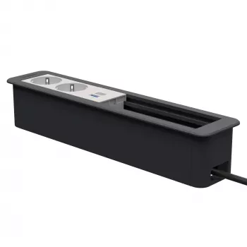Kindermann CP Office Frame 6 tomas con 2x alimentación y 1x función de carga USB, plata