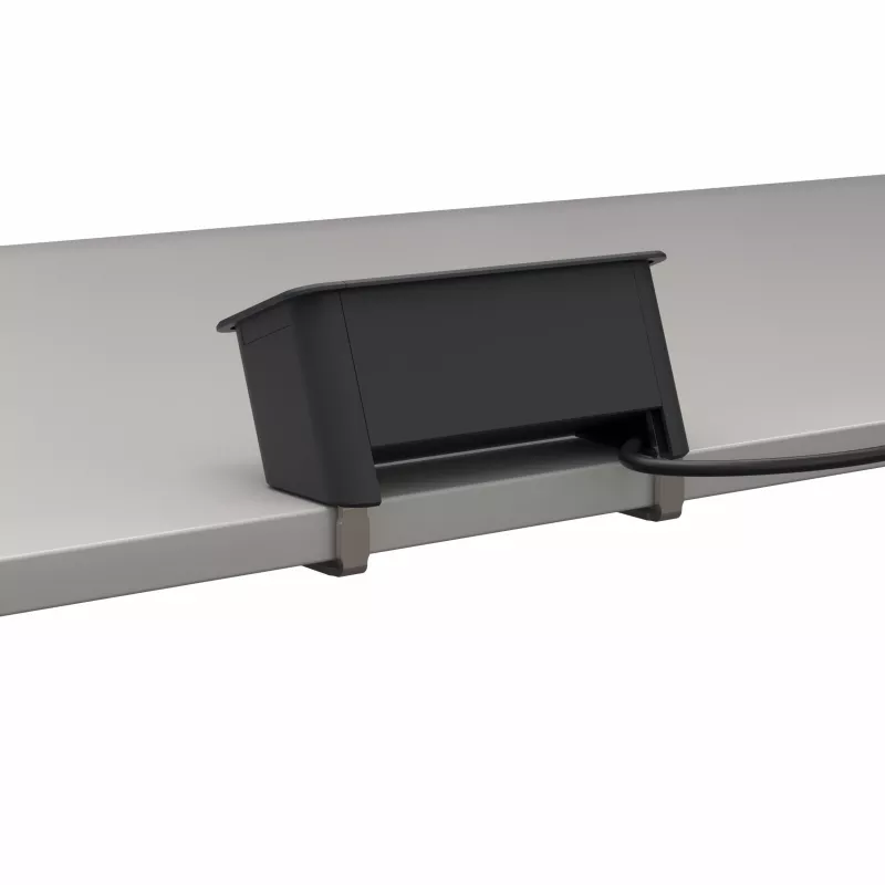 Kindermann CP Office Desk Regleta de 3 tomas con 3 tomas Schuko, cable de 2m, plata/negro